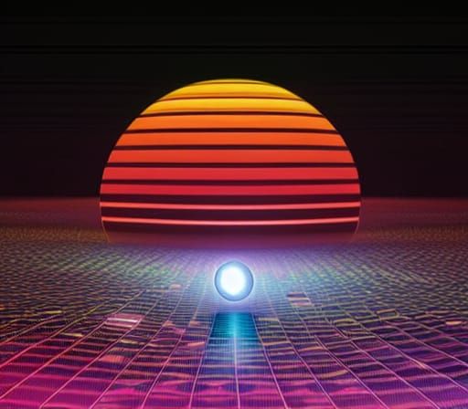 Futuristic City Orbiting Electronic Matrix Landscape