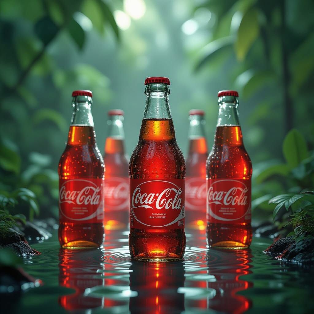 Soda Pop Bottles in Maximalist Digital Matte Painting Style