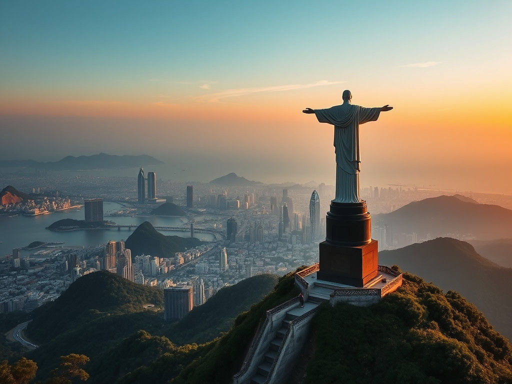 Rio de Janeiro Skyline with Christ Redeemer