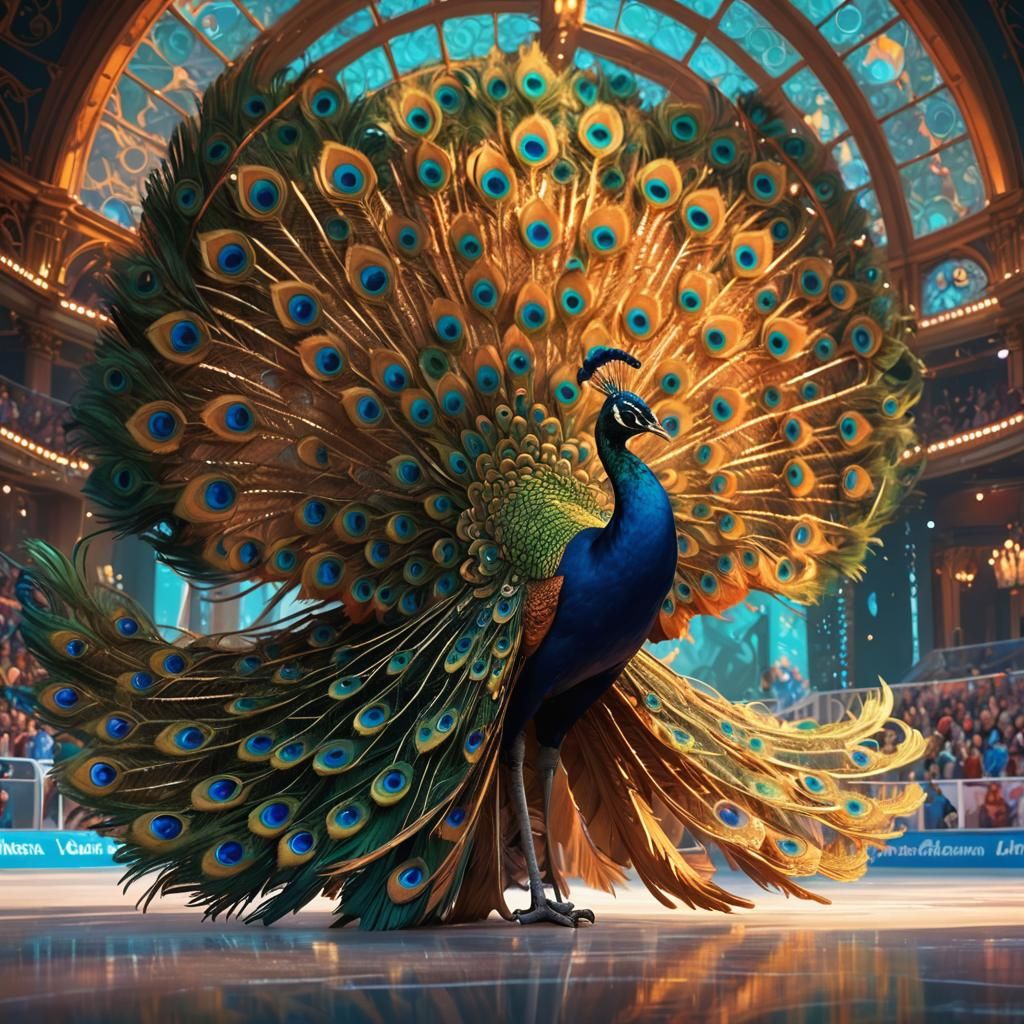 Peacock Ice Skater: Animal Olympics Concept Art