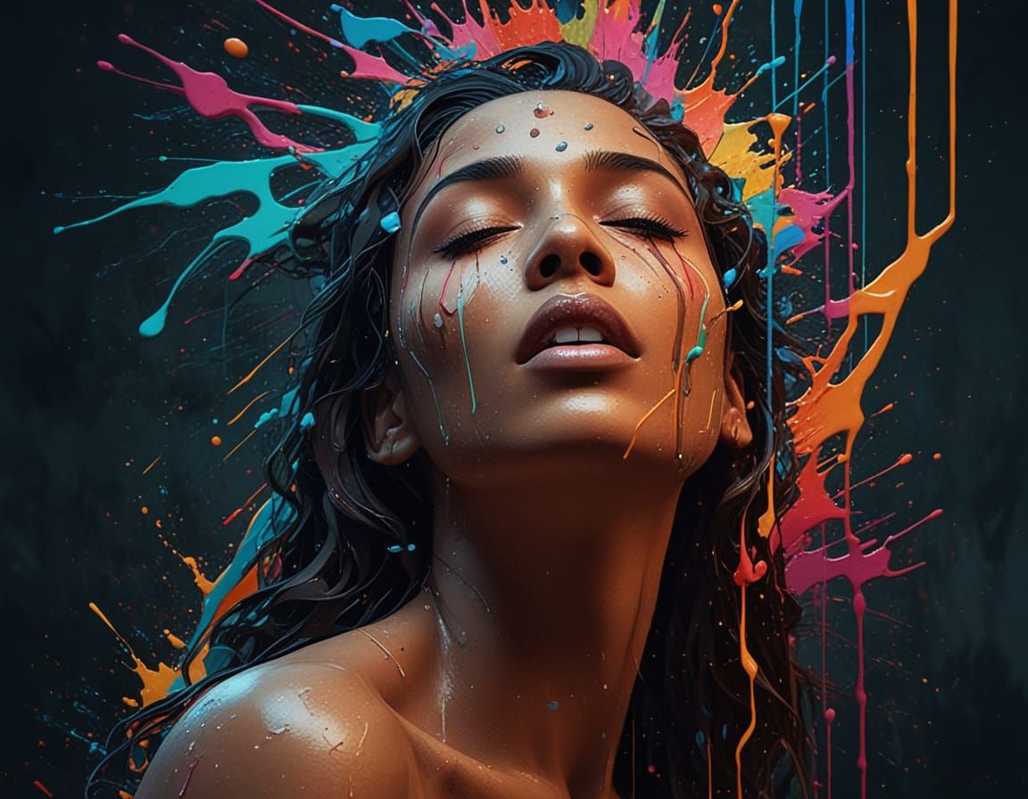 Mahalia Sings Goodbye as Abstract Splash Art