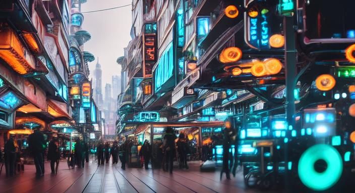 Biopunk Cityscape with Cyborg Animals