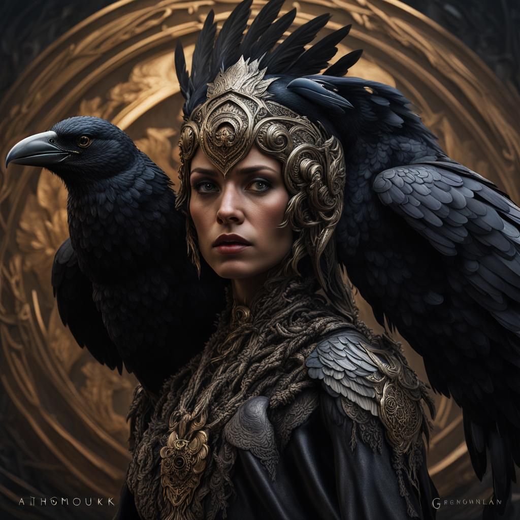 Intricate Harpy Crow Woman Portrait