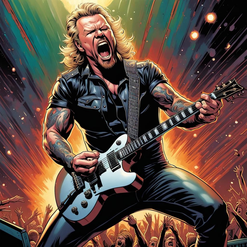 Rock Star Live Performance in Comic Book Style