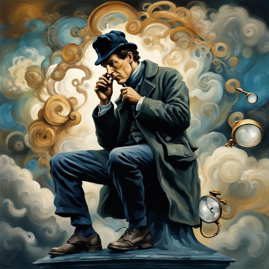 Sherlock Holmes as The Thinker: Detailed Matte Painting