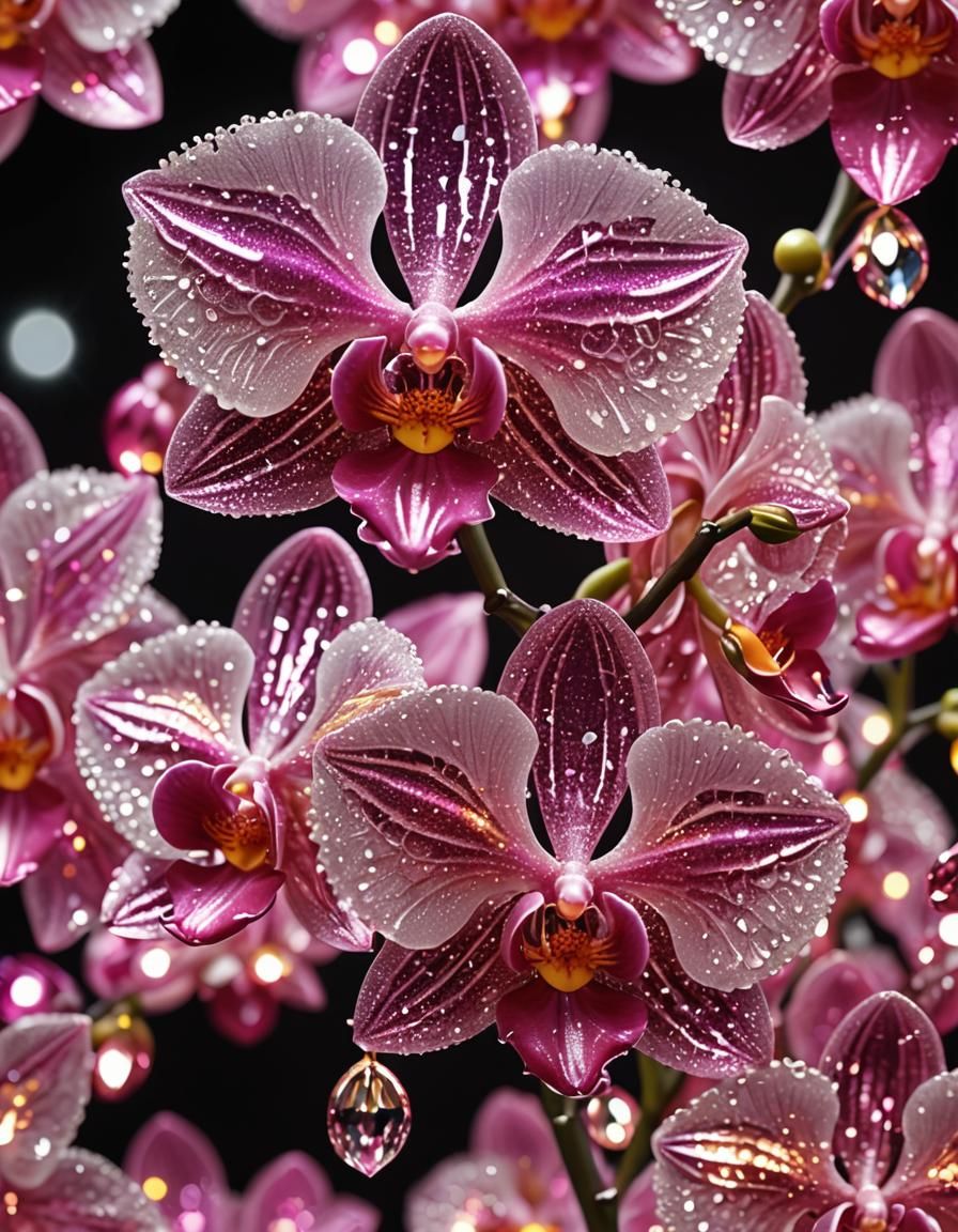 Luminescent Pink Crystal Orchid Macro Photography