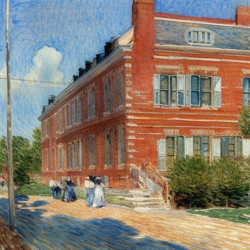 Richmond's General Lee House in Impressionist Gouache Style