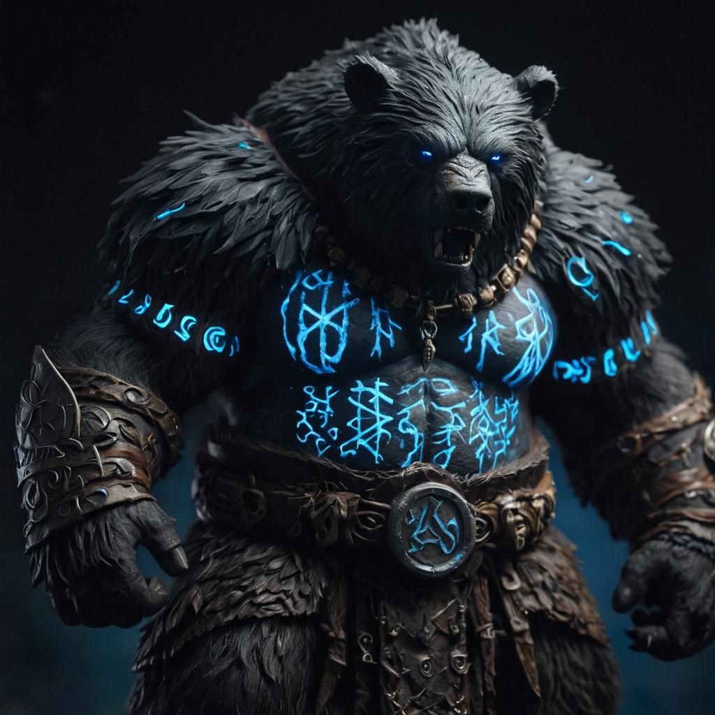 Mythic Legions: Angry Kodiak Bear Barbarian in Darkness