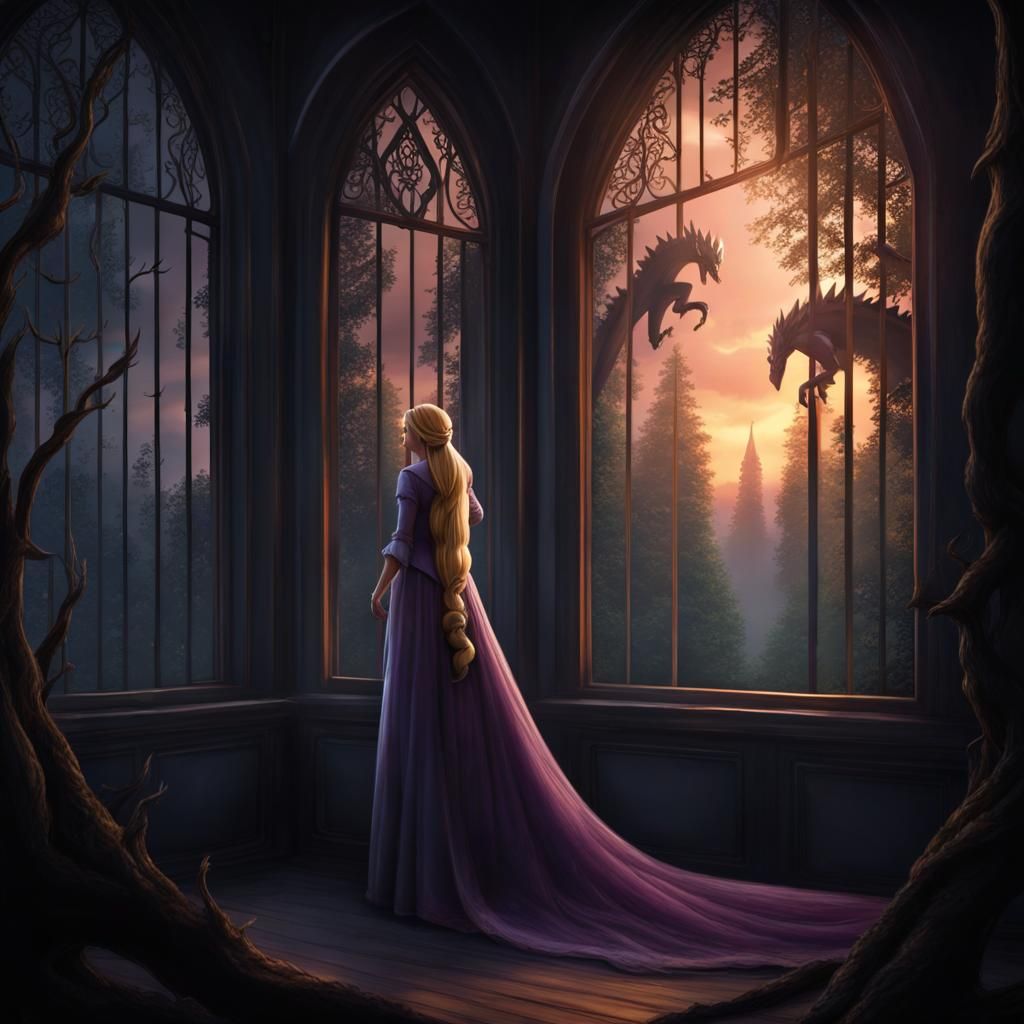 Rapunzel, Dragon, and Tower: Digital Matte Painting