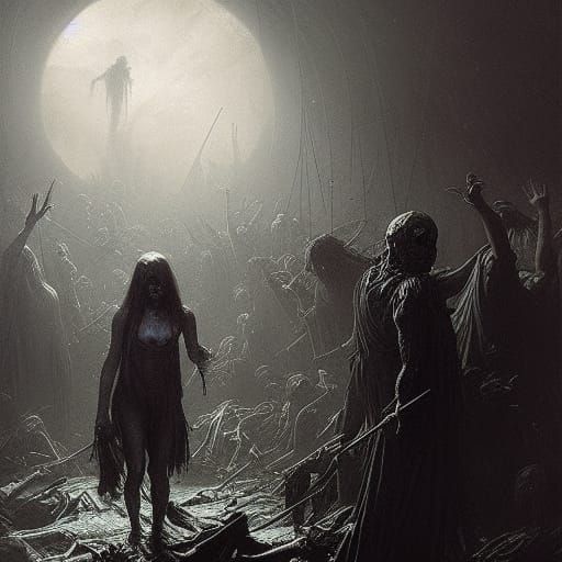 Horror Zombies in Doré and Rutkowski Style