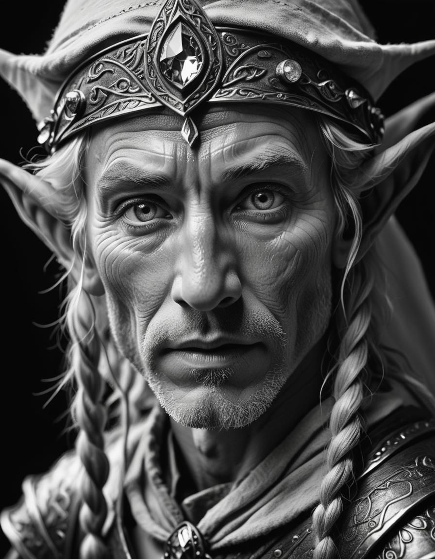 Dramatic Portrait of Elf Warrior, Fine Art Photography