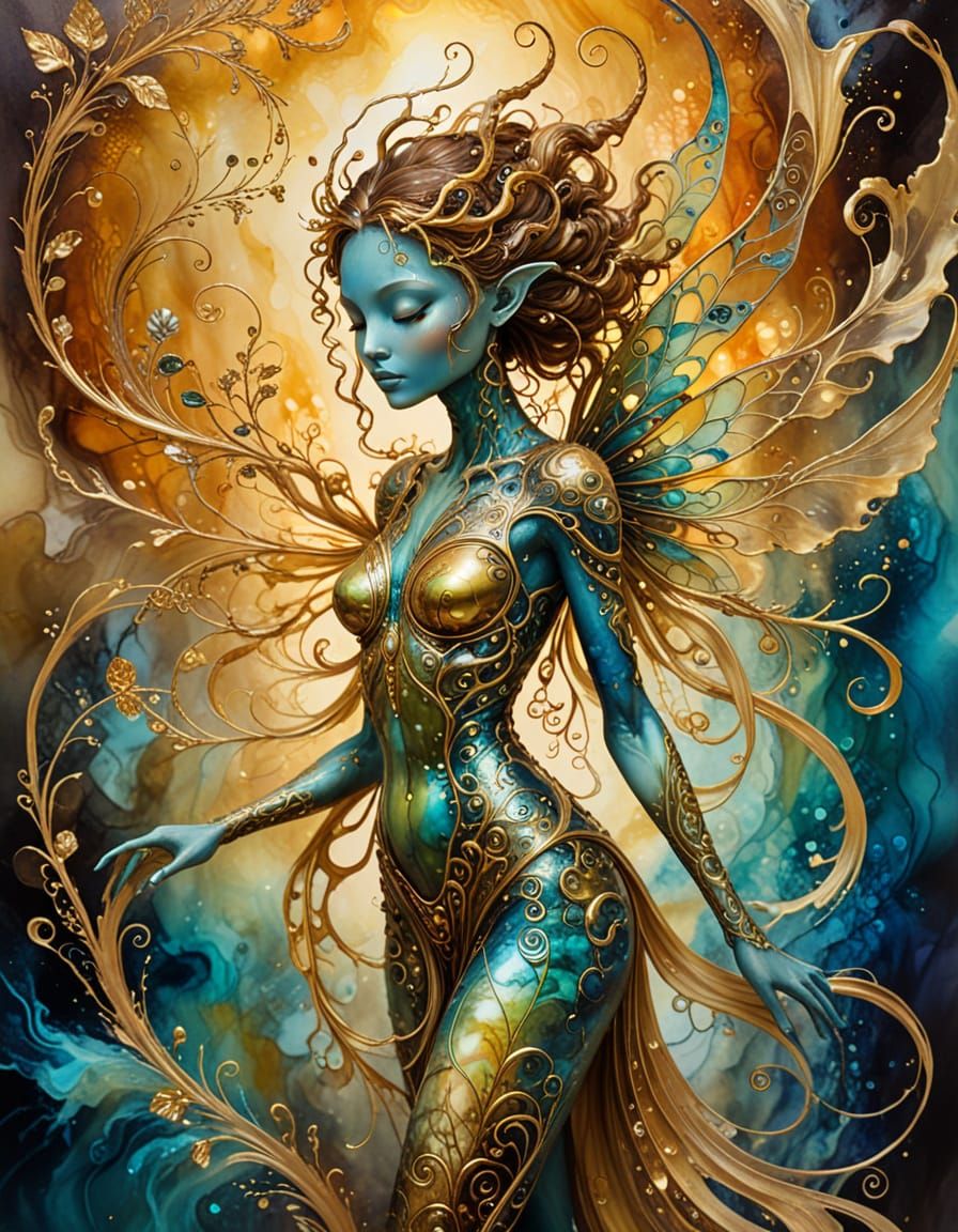 Dreamlike Alien Fairy in Surrealist Painting Style
