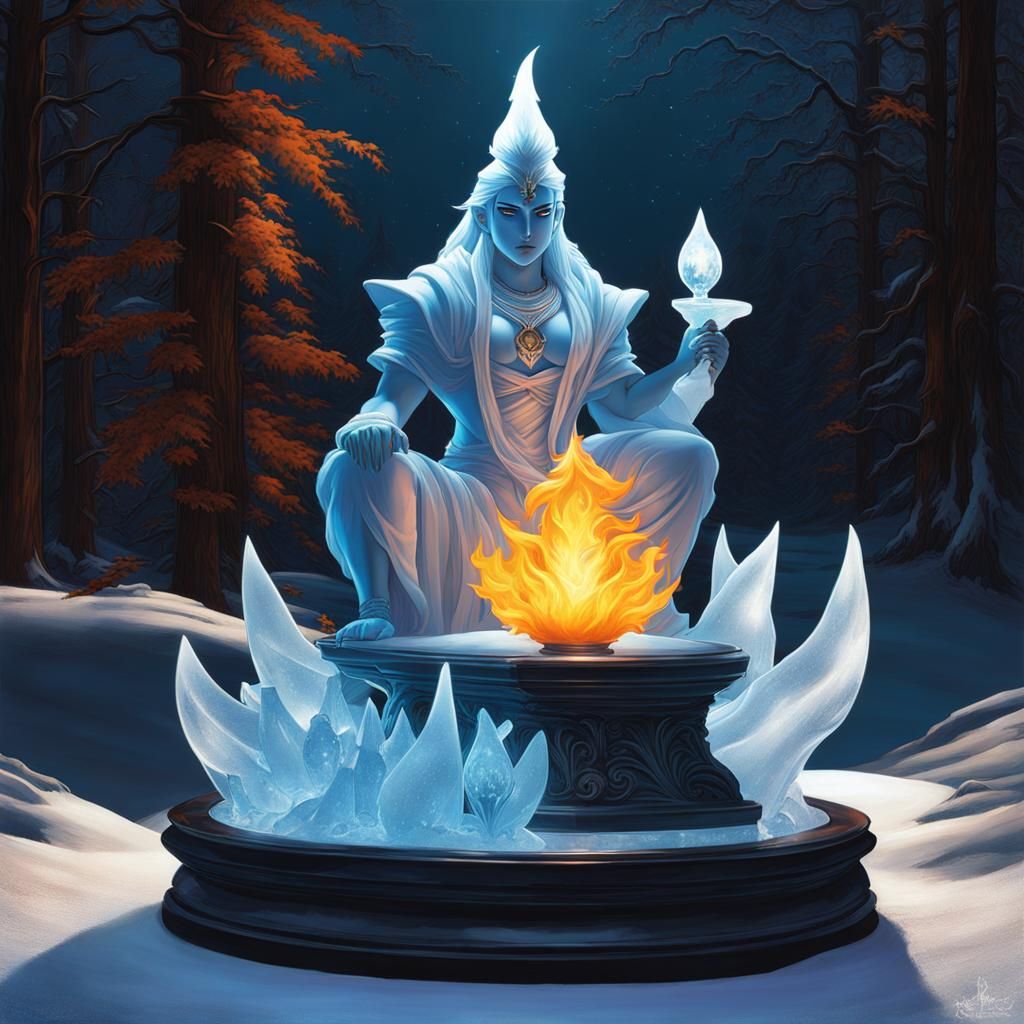 Shiva Ice Sculpture in Chughtai Art Style