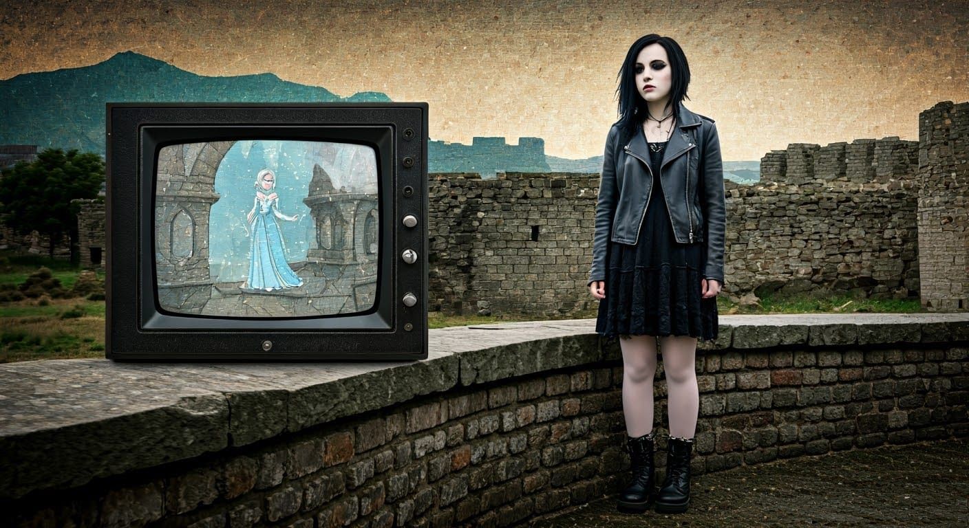 Melancholic French Goth Girl on the Edge of Freedom