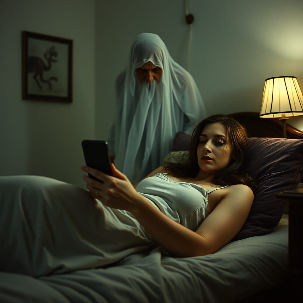 Woman Surprised by a Malicious Ghost in Her Bedroom