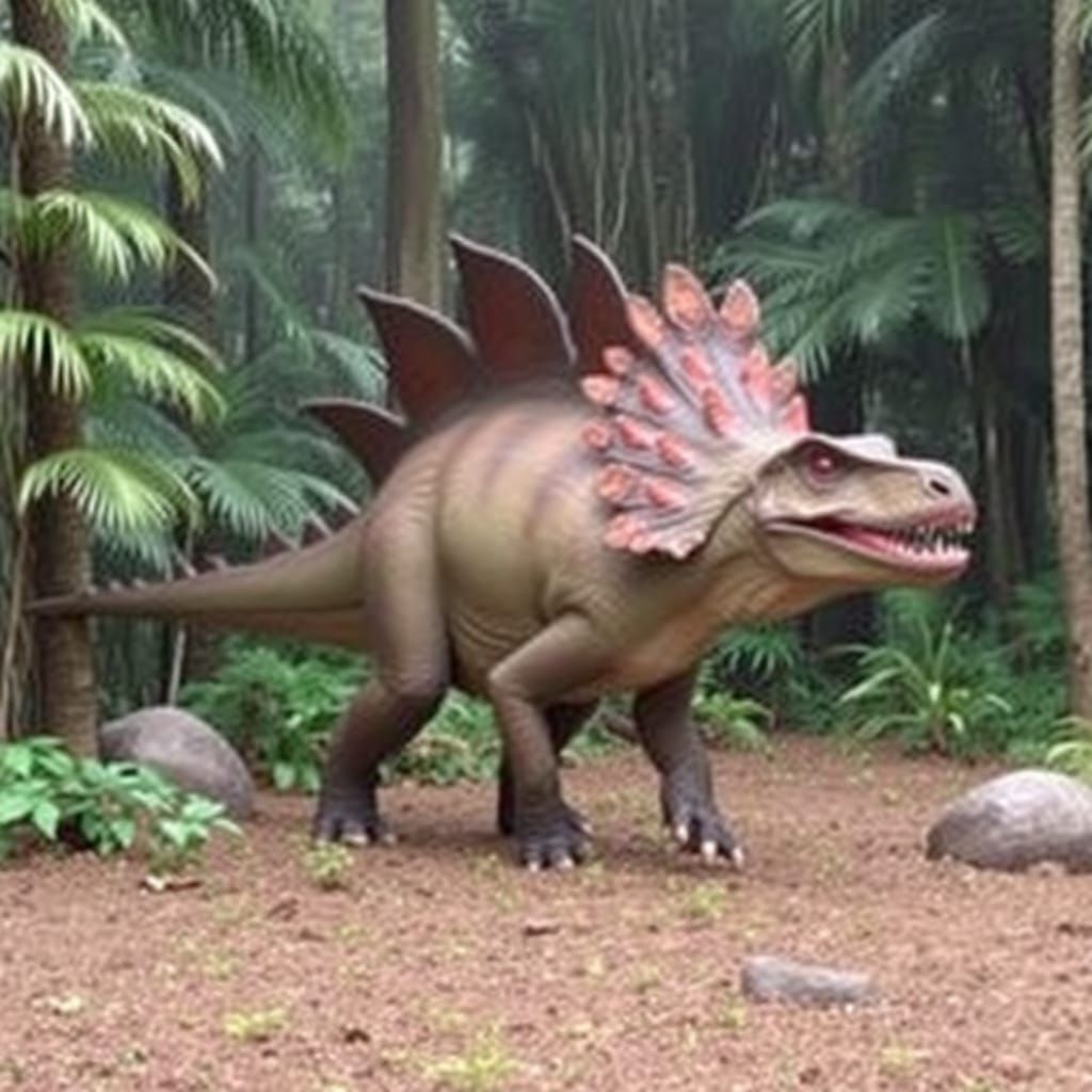 Stegosaurus in the Jungle of Jurassic Park