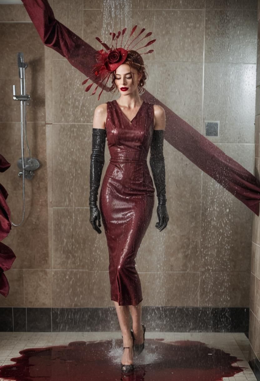 Glamorous Woman in Shower, High-Fashion Photography
