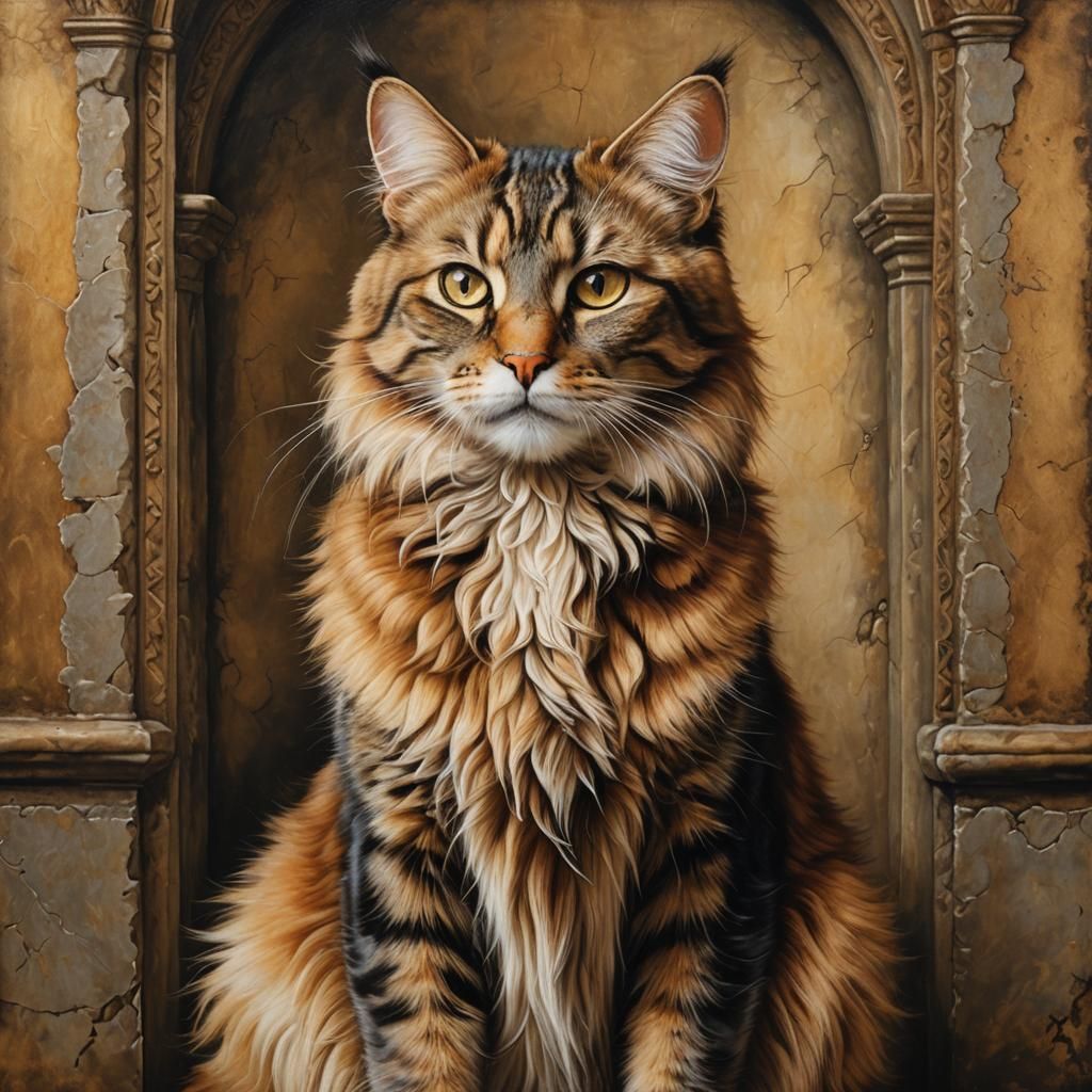 Renaissance Art Cat in Albrecht Dürer Style