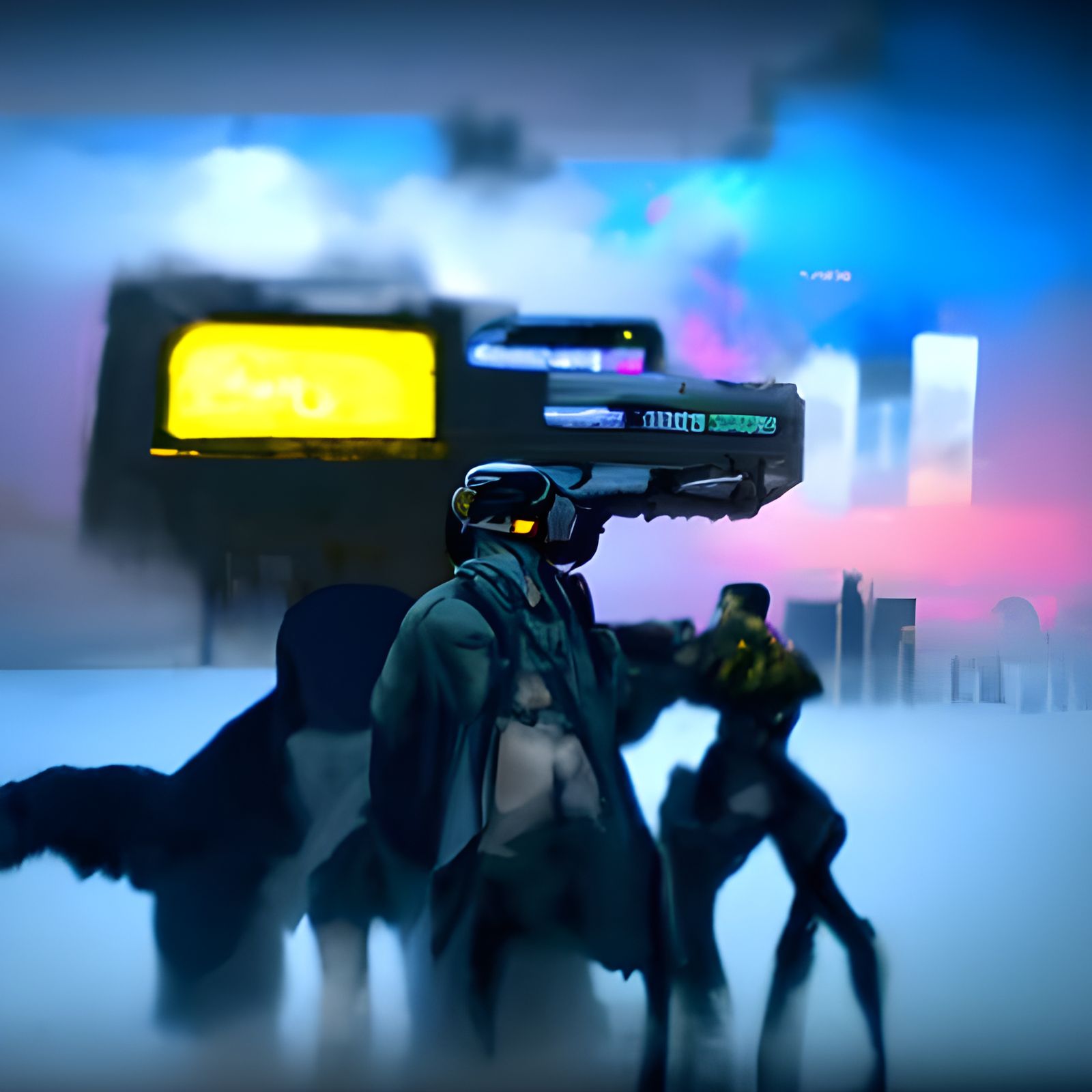 Cyberpunk Modern War in Neon Cityscape