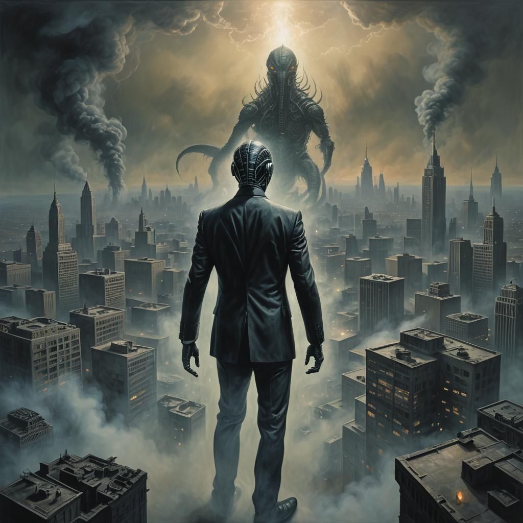 Reptilian Elite in Surrealist Art Style