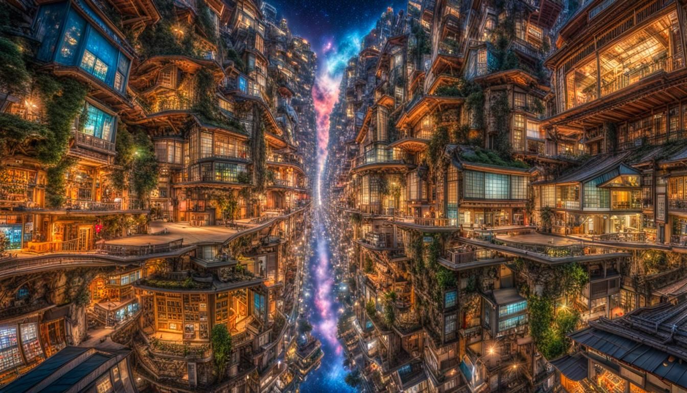 Upside Down Tokyo City Fantasy in Digital Art