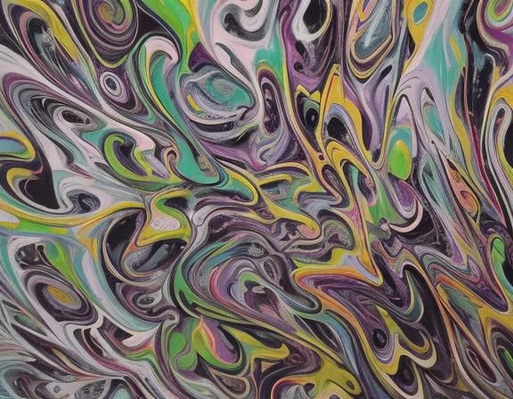 Abstract Expressionism: Swirling Organic Forms in Neon Light