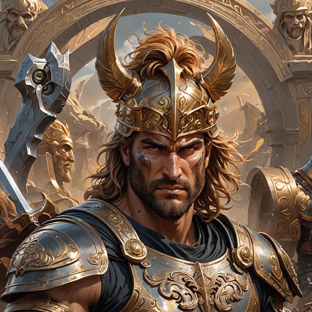 Ares, Greek God of War, on Battlefield
