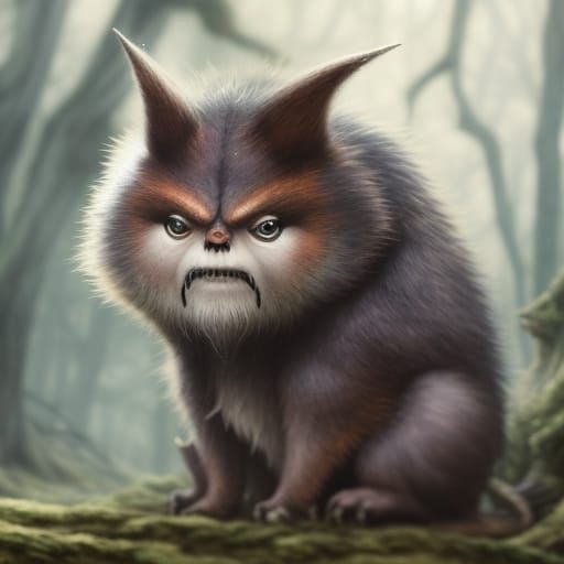 Hyperdetailed Monster in Woods, Watercolour Fantasy Art