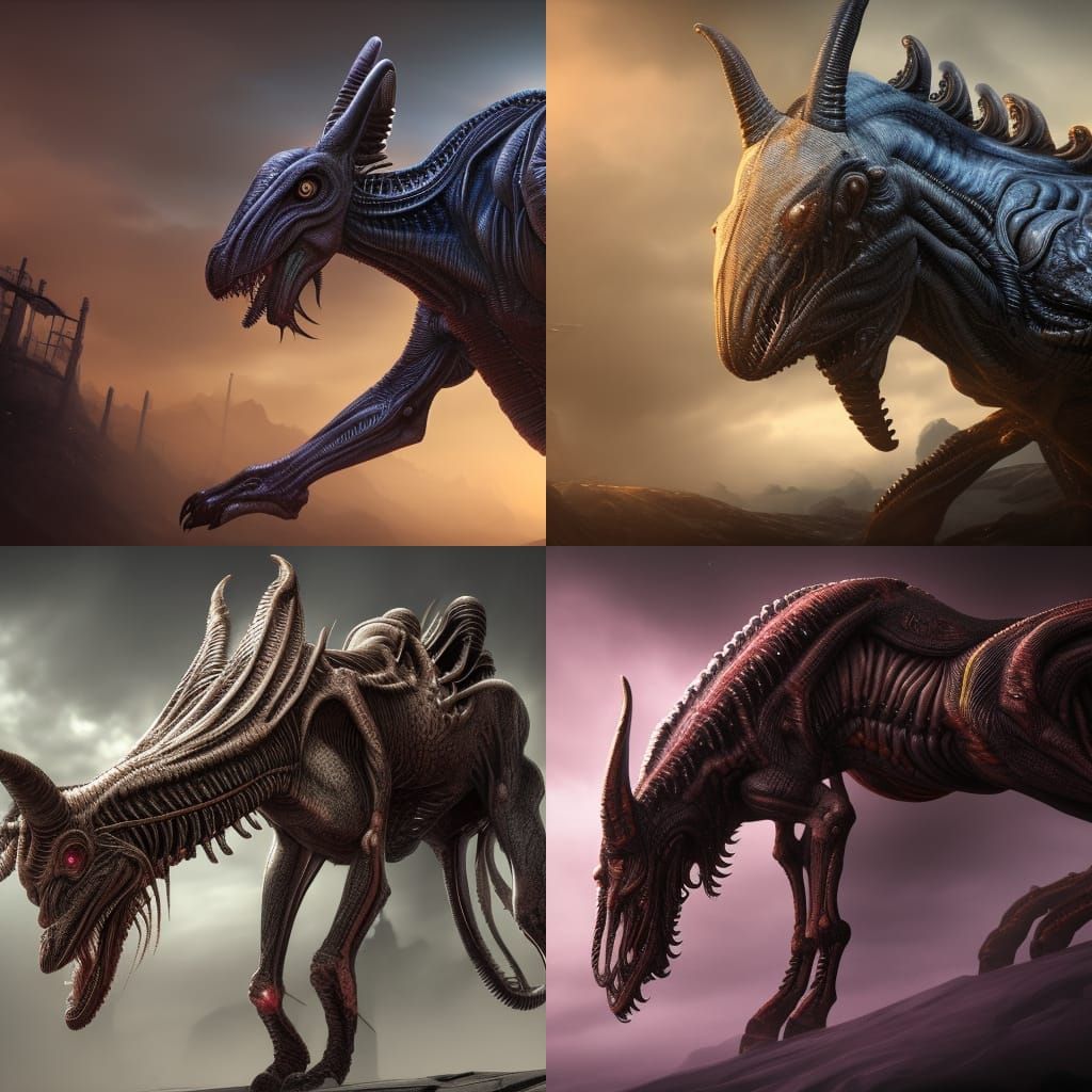 Alien Horse Hybrid in Detailed Matte Painting