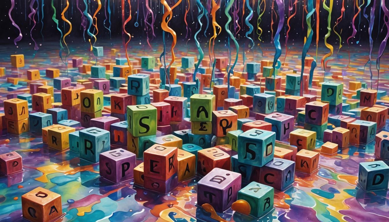 Esoteric Letter Blocks in Surrealist Fractal Room