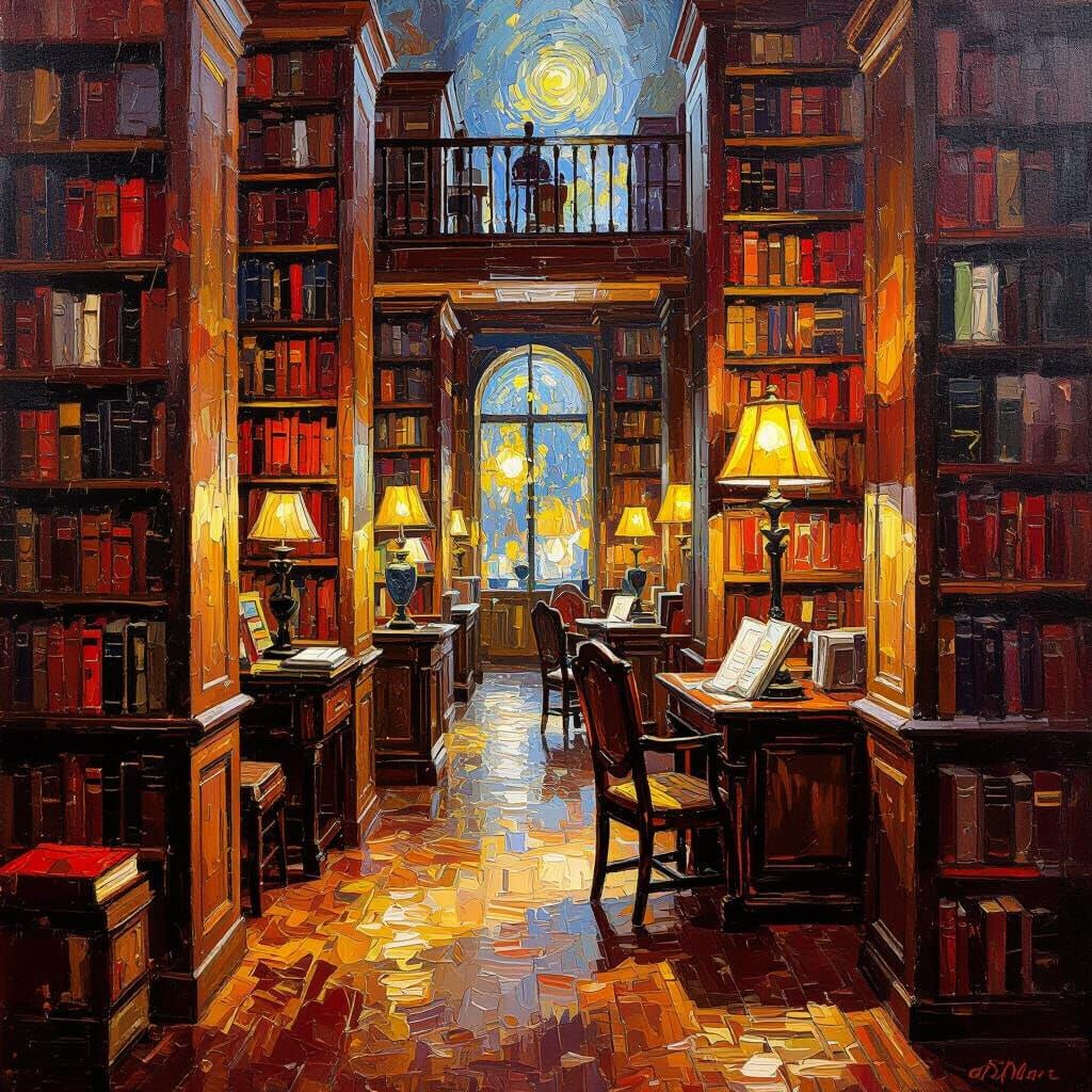 Sublime Art History Library in Warm, Expressive Style