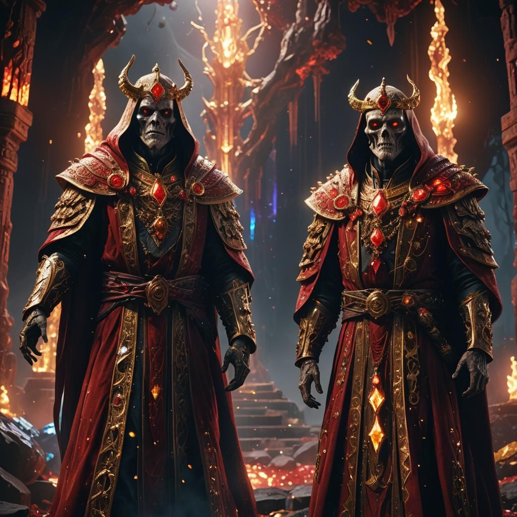 Mystical Undead Priests in a Dark, Vibrant Realm