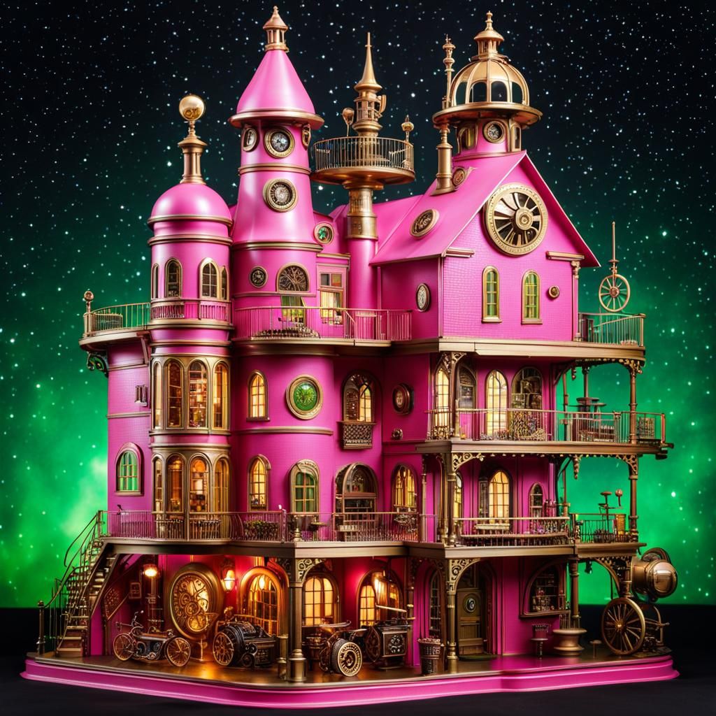Steampunk Barbie Dollhouse with Starry Background
