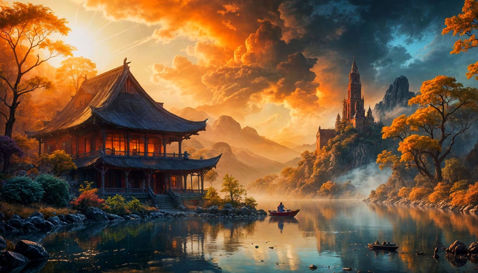 Ethereal Double Exposure Art in Sfumato Style