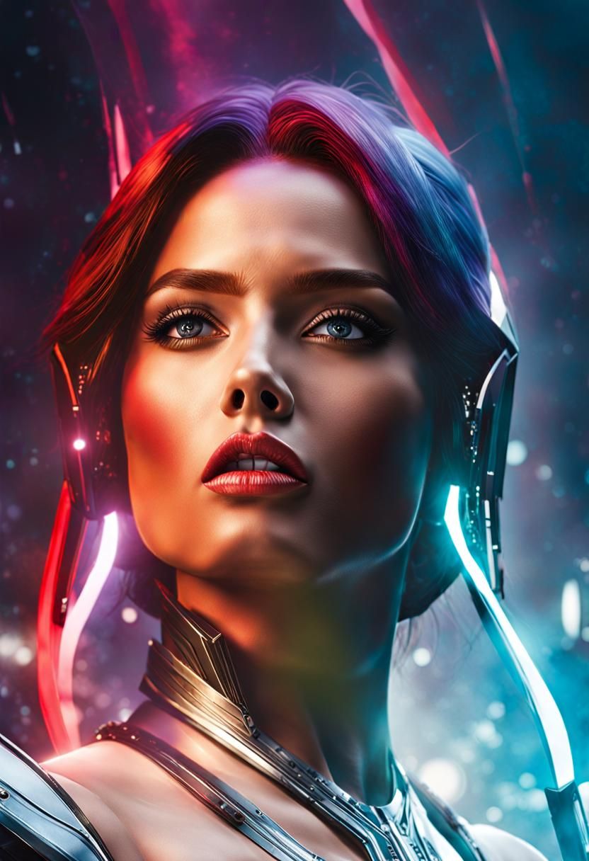 Cosmic Artemis: Watercolor Art in Dark Mode