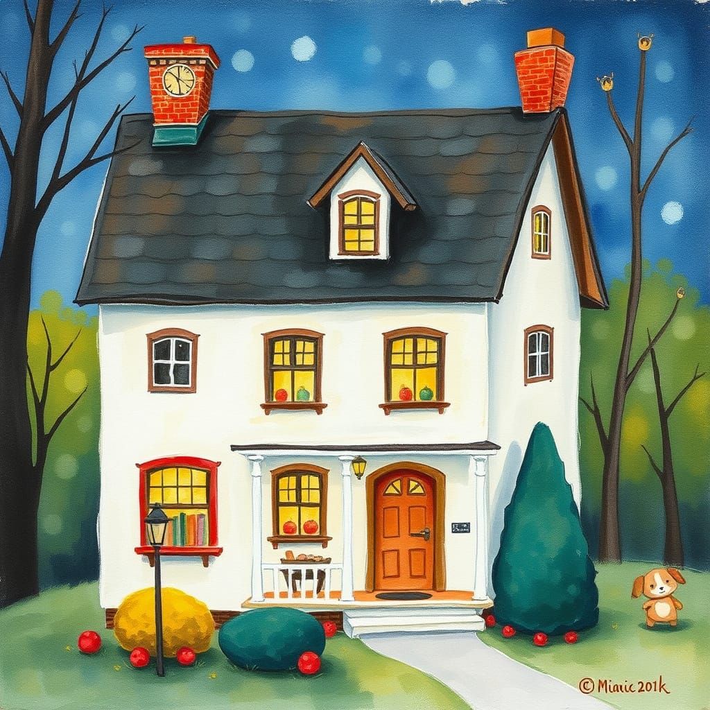 Whimsical Watercolor Dollhouse in a Cozy Comic Art Style