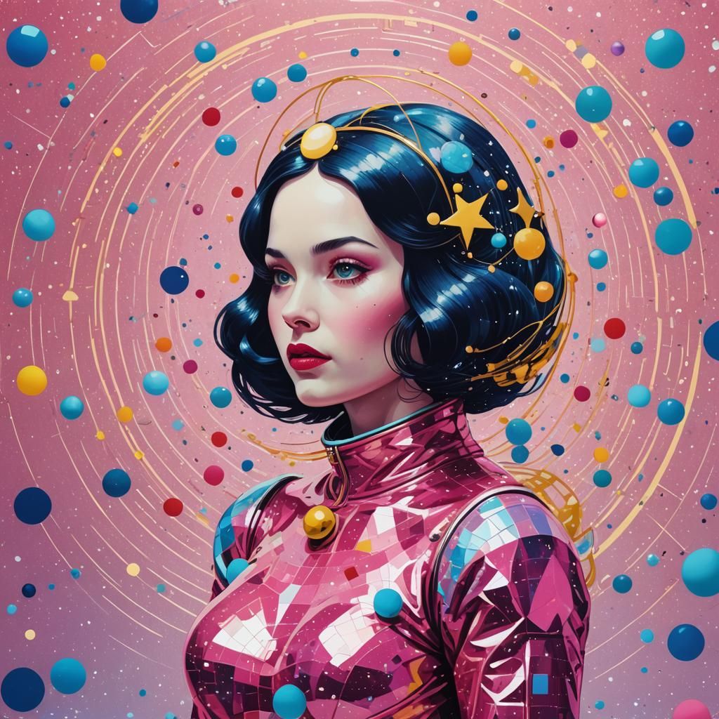 Snow White Space Mermaid in Pop Art Style