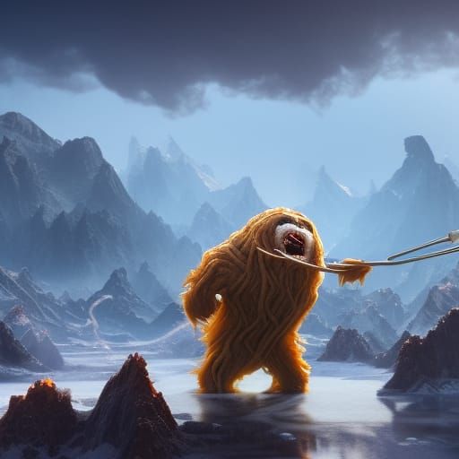 Yeti's Spaghetti Dinner: Detailed Matte Painting