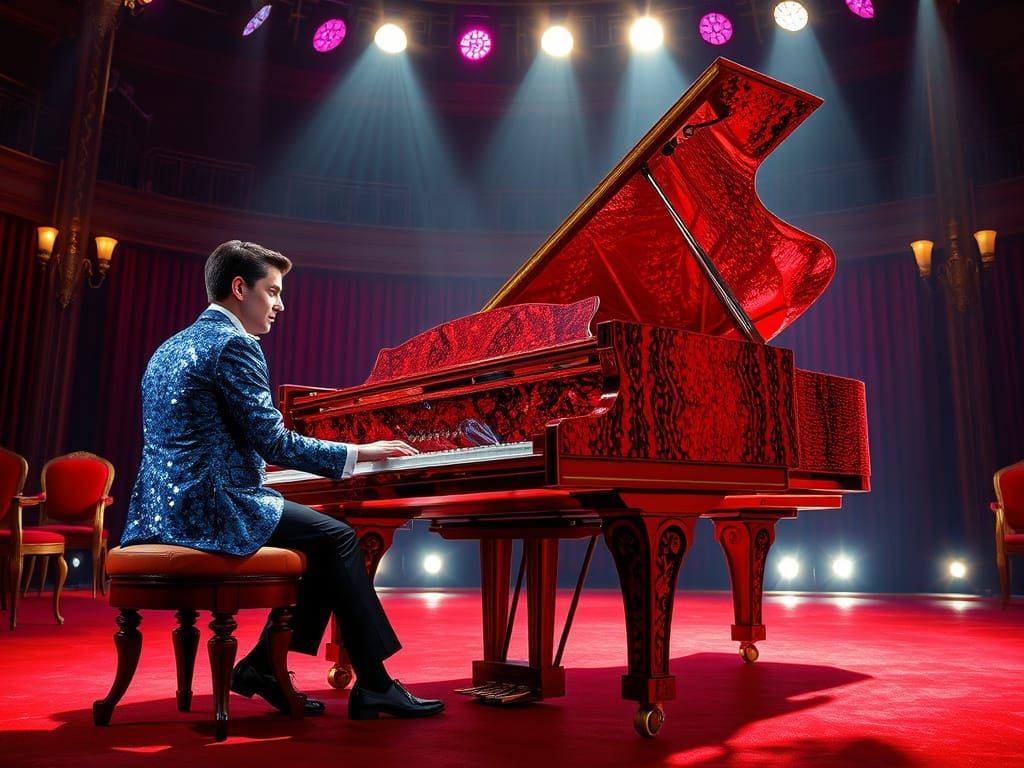 Luxurious 1920s-Style Grand-Piano Concert Scene in a Dazzlin...