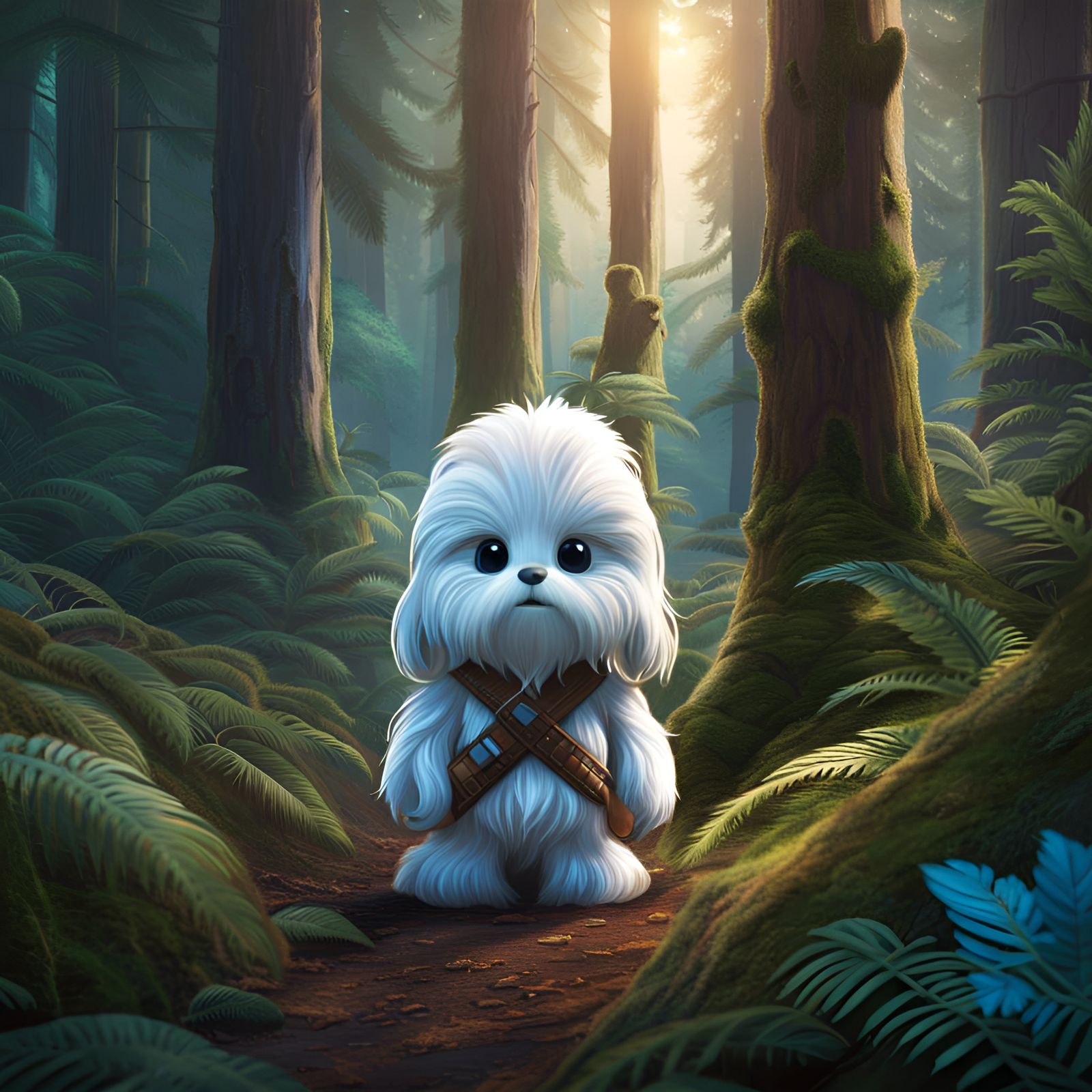 Cinnamoroll Chewbacca in a Magical Forest