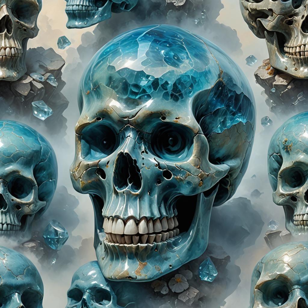 Blue Apatite Crystal Skull