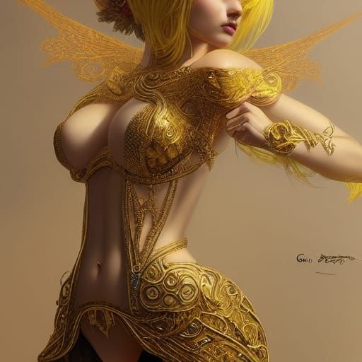 Elaborate Golden Corset Elf Portrait