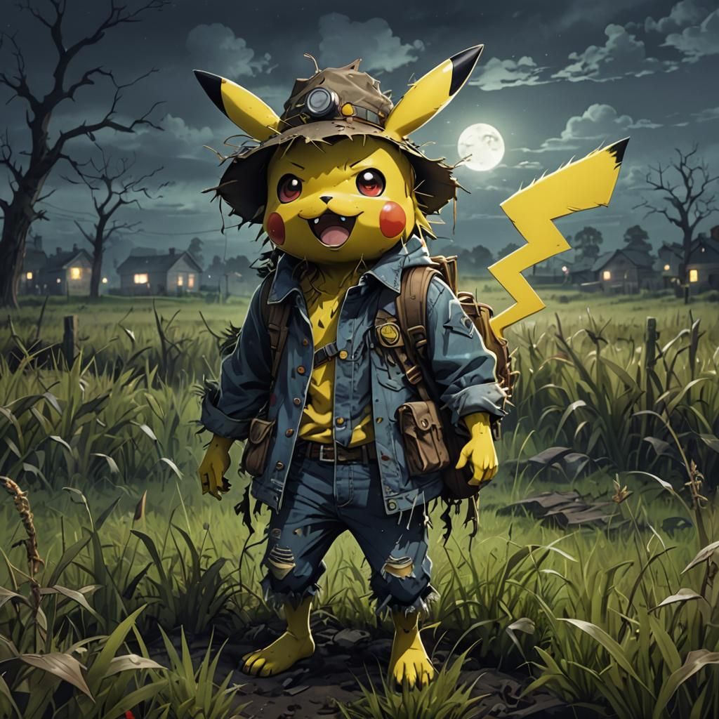 Pikachu as Hobo Scarecrow