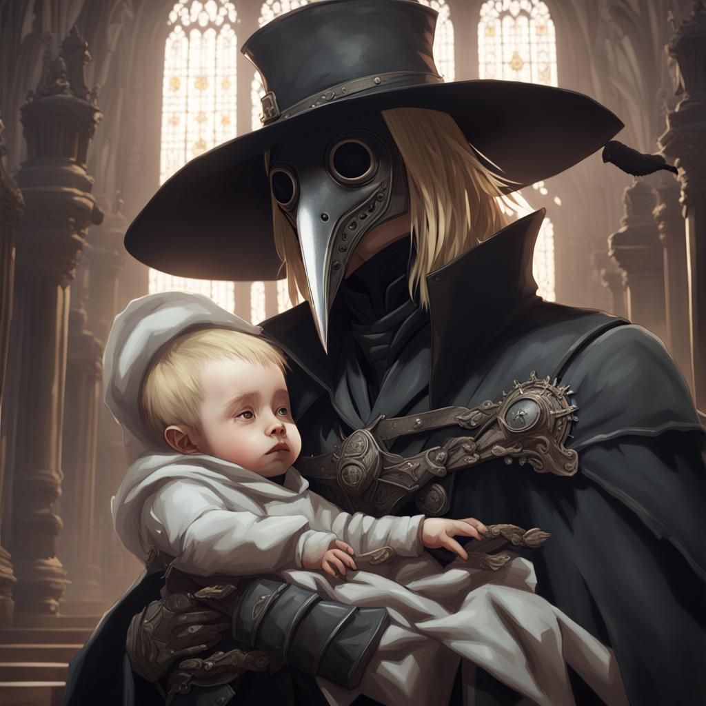 Plague Doctor and Child: Castlevania Anime Art