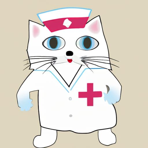 Cat in Nurse Outfit - AI Generated Image