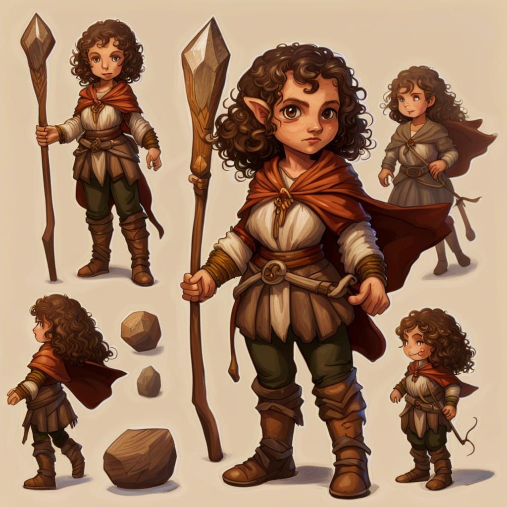 Fierce Halfling Wizard in Fighting Pose, Comic Book Art