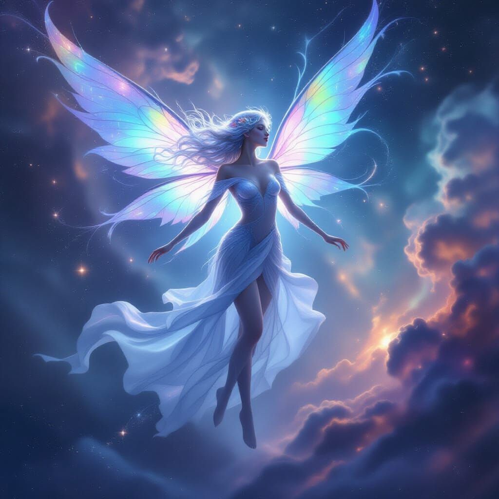 Celestial Nymph Dancing in Cosmic Nebulae