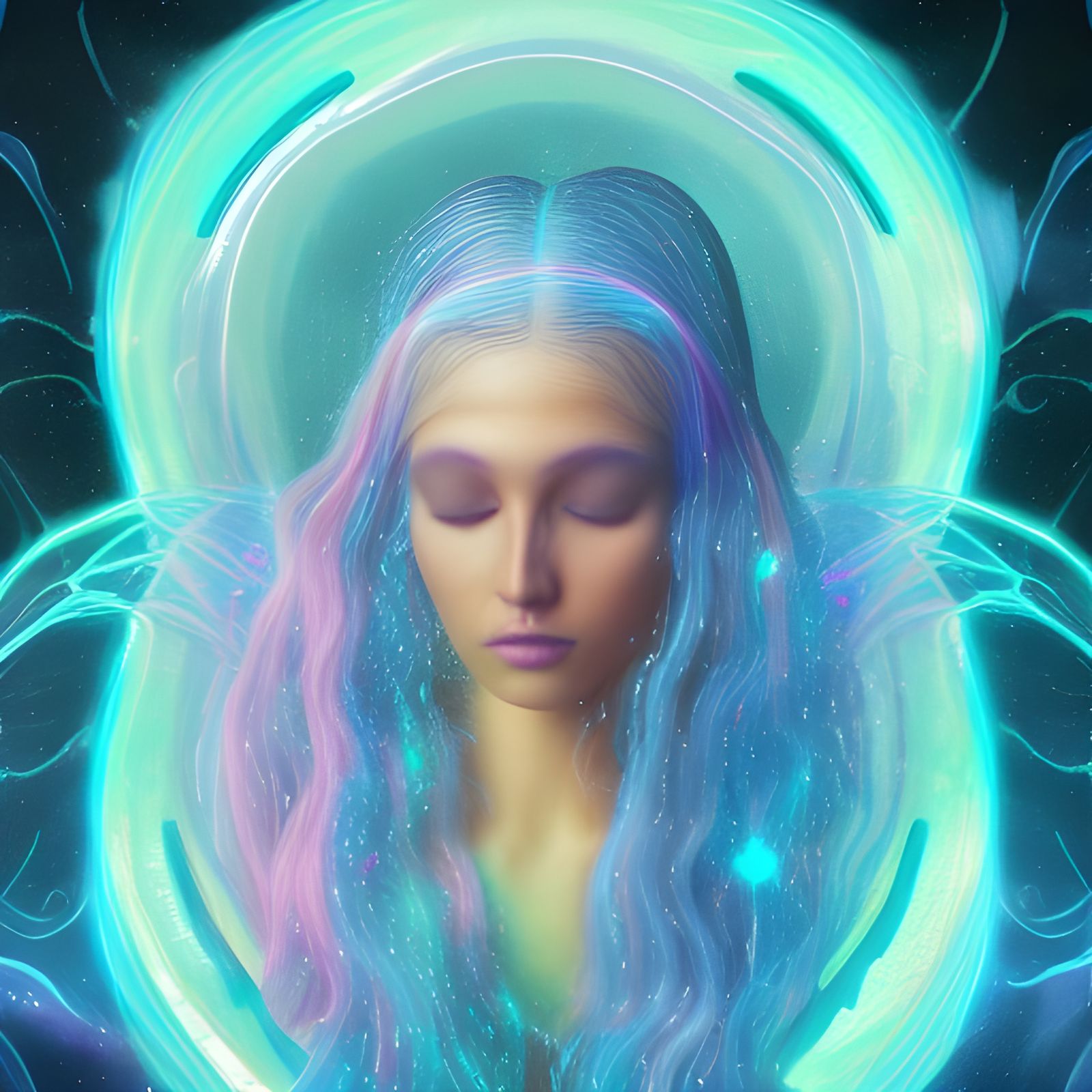 Astral Undine: Holographic Visionary Illustration
