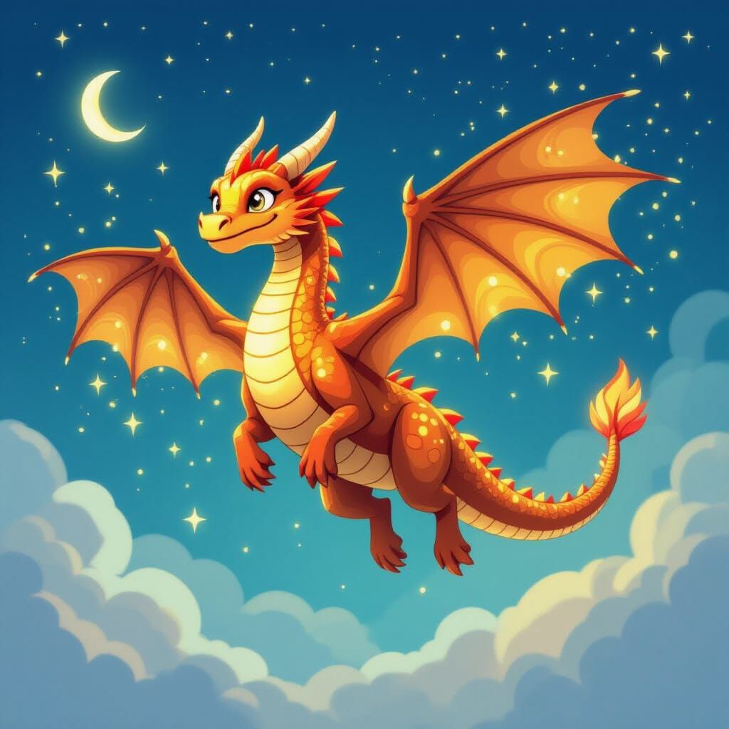 Luminous Dragon Flights in Storybook Style