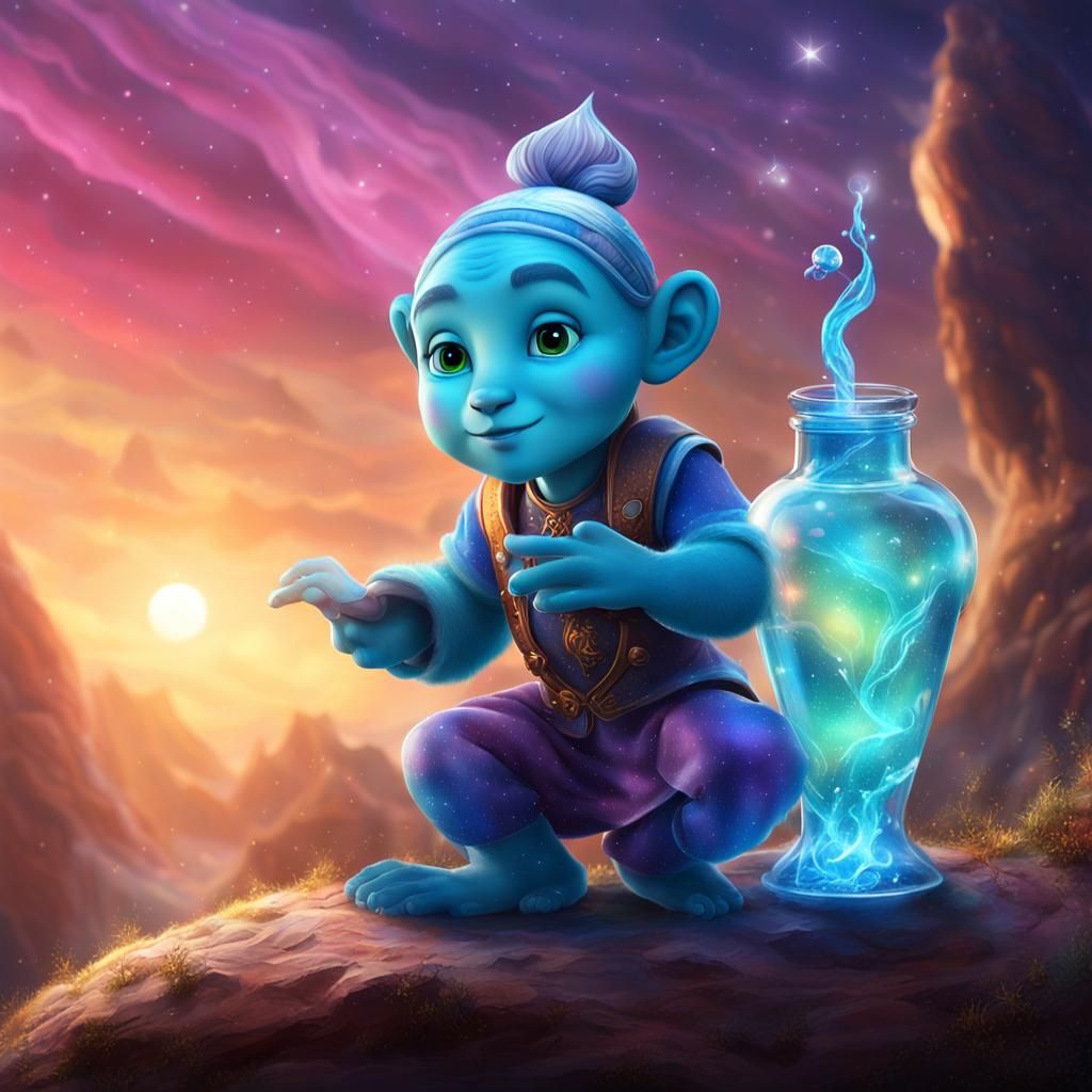 Glass Genie and White Tiger in Aurora Waterfalls